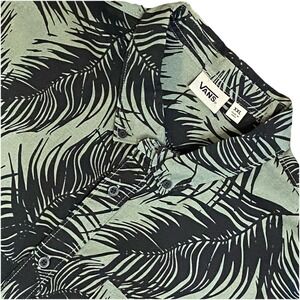 Vans Olive Green Palm Print Shirt Men's XXL Skatecore Surf Coastal Streetwear